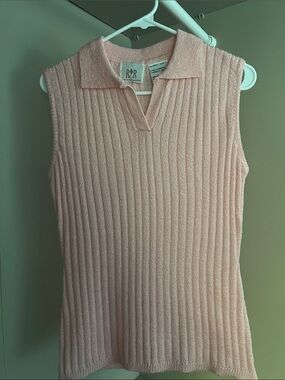 Rest & Relaxation • Vintage • Women’s M • Sleeveless Ribbed Polo Tank Top - Pink